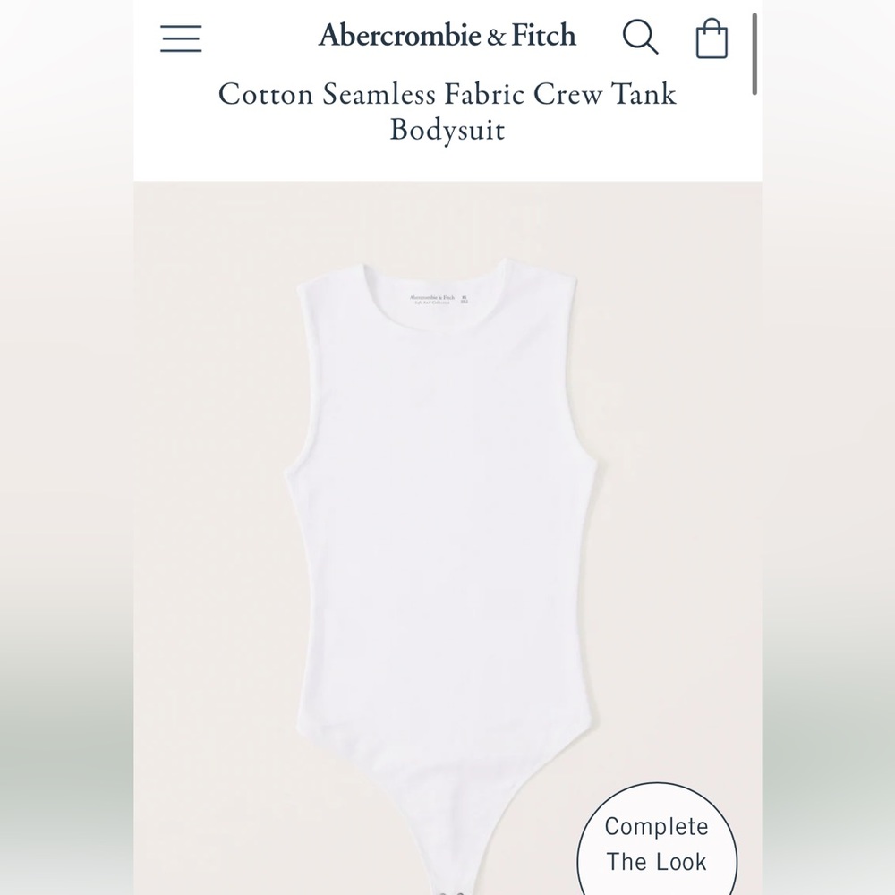 Brand new Abercrombie & Fitch Cotton Seamless Fabric Crew Tank Bodysuit White L